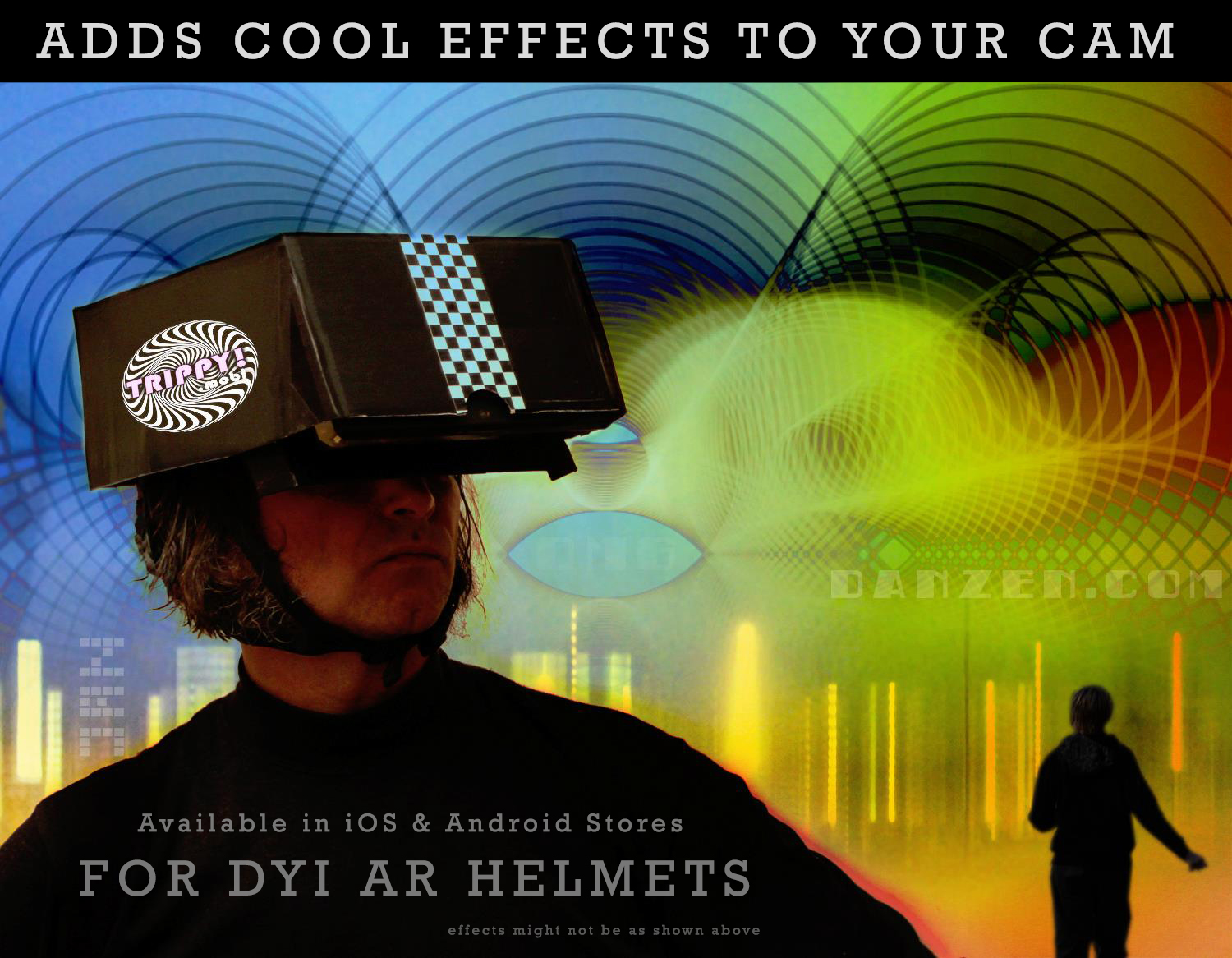 Trippy - Augmented Reality App for iOS and Android to add cool effects to your optional DIY helmet cam